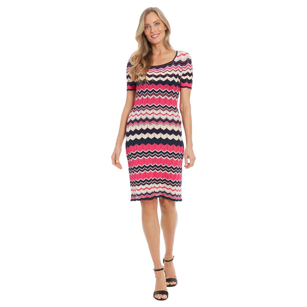 NWT Women's London Times Square Neck Short Sleeve Knit Dress XLarge